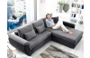Rohová sedací souprava Torgau, černá/šedá tkanina