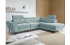 Rohová sedací souprava Sergio, bledě modrá látka, pravý roh