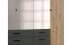 Šatní skříň s otočnými dveřmi Coventry, 225 cm, dub artisan/antracitová ocel