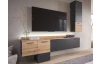 Obývací stěna s osvětlením Goul, tmavě šedá/dub evoke