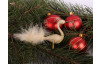 Vánoční ozdoba skleněná koule 6 cm, červená, dárek a srdíčko
