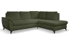 Rohová sedací souprava Geneva, smaragdově zelená látka, pravý roh