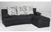 Rohová sedací souprava Polaris, černá látka/šedý motiv kytek