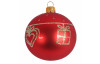 Vánoční ozdoba skleněná koule 7 cm, červená, dárek a srdíčko
