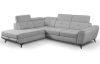Rohová sedací souprava Sergio, světle šedá látka, levý roh