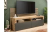 TV stolek s lamelovým panelem Okai, dub artisan/antracit