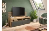 TV stolek s lamelovým panelem Okai, dub artisan/antracit