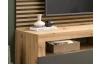 TV stolek s lamelovým panelem Okai, dub artisan/antracit