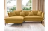 Rohová sedací souprava Gloss, hořčicová žlutá látka, levý roh