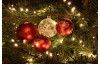 Vánoční ozdoba skleněná koule 7 cm, transparentní, barevné třpytky