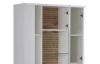 Vysoká skříňka s prosklením Rovigo 95 cm, dub nox/bílá