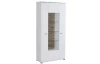 Vysoká skříňka s prosklením Rovigo 95 cm, dub nox/bílá