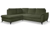 Rohová sedací souprava Geneva, smaragdově zelená látka, levý roh