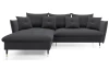 Rohová sedací souprava Glam, tmavě šedá látka, levý roh