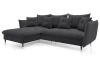 Rohová sedací souprava Glam, tmavě šedá látka, levý roh