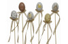 Velikonoční zápich (6 ks) Vajíčka s motivem peříček a zvířátek, 36 cm