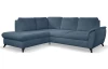 Rohová sedací souprava Geneva, safírově modrá látka, levý roh