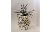 Dekorativní váza černé a krémové proužky, 45 cm