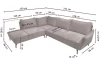 Rohová sedací souprava Bella, světle šedá látka, pravý roh