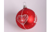 Vánoční ozdoba skleněná koule 6 cm, červená s motivy
