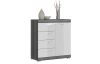 Komoda se 4 šuplíky Scout, 80 cm, šedý dub/bílá lesk