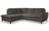 Rohová sedací souprava Geneva, tmavě šedá látka, levý roh