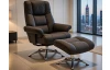 Relaxační křeslo s podnožkou Felini, hnědá látka v optice kůže