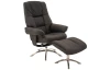 Relaxační křeslo s podnožkou Felini, hnědá látka v optice kůže