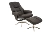 Relaxační křeslo s podnožkou Felini, hnědá látka v optice kůže