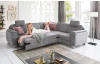 Rohová sedací souprava s křeslem Omaha, šedá látka, s funkcemi