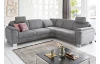 Rohová sedací souprava s křeslem Omaha, šedá látka, s funkcemi