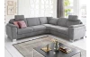 Rohová sedací souprava s křeslem Omaha, šedá látka, s funkcemi