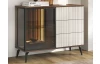 Komoda s prosklením Vici 103 cm, ořech/kašmírově béžová, s osvětlením