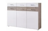 Širší komoda Funny, dub stříbrný/bílá