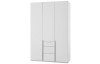 Šatní skříň se zásuvkami New York D, 135 cm, bílá/bílý lesk