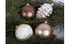 Vánoční ozdoba Hnědá koule se třpytkami, 7 cm
