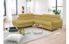 Rohová sedací souprava Othello, hořčicově žlutá látka, levý roh