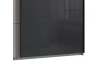 Šatní skříň se zásuvkami Tilburg, 225 cm, šedá sahara/černé sklo