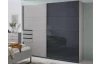 Šatní skříň se zásuvkami Tilburg, 225 cm, šedá sahara/černé sklo