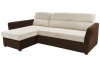 Rohová sedací souprava Livia, krémová/hnědá tkanina, levý roh