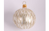 Vánoční ozdoba Skleněná koule 6 cm, bílá se zlatým vzorem