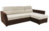 Rohová sedací souprava Livia, krémová/hnědá tkanina, pravý roh