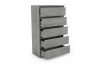 Vysoká komoda s 5 zásuvkami Carlos, šedý beton, 75 cm