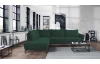Rohová sedací souprava Bella, tmavě zelená látka, levý roh