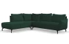 Rohová sedací souprava Bella, tmavě zelená látka, levý roh