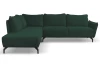Rohová sedací souprava Bella, tmavě zelená látka, levý roh