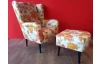 Křeslo s taburetem Canto, žlutý/červený květinový motiv