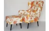 Křeslo s taburetem Canto, žlutý/červený květinový motiv