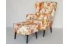 Křeslo s taburetem Canto, žlutý/červený květinový motiv