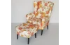 Křeslo s taburetem Canto, žlutý/červený květinový motiv